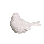 Passarinho Decorativo Cerâmica - Branco 14cm - Fêmea