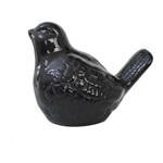 Pássaro Decorativo Cerâmica Preto
