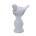 Pássaro Decorativo de Cerâmica Branco
