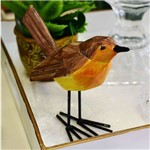 Pássaro Decorativo de Resina e Metal Amarelo - 57766
