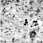 Pastilha de Vidro (30x30cm) Disney-26 Mickey Clássico Quadrinhos Vintage Preto/Branco - Colortil