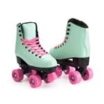 Patins My Style Fashion Rollers Verde/Rosa Multikids Tamanho 34