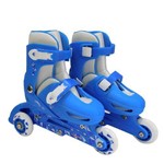 Patins Roller Infantil Classico Triline 3 Rodas Ajustavel com Kit Proteção Azul