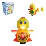 Pato Bate e Volta com 2 Filhotes Duck com Som e Luz a Pilha na Caixa