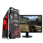 Pc Gamer com Monitor FullHD 21.5 Amd Quad Core 3.1ghz A8 9600 16GB HD 1TB 500W Radeon R7 2GB 3green