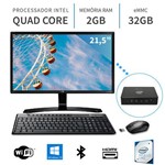 PC Mini Acoplado Monitor LG 21.5,Intel Quad Core,Wifi,Bluetooth,Windows 10,SSD 32GB,3green