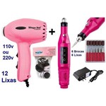 Pedicuro Elétrico Compact Esfoliador para os Pés Rosa Pink + 12 Lixas + Lixa Elétrica Importada