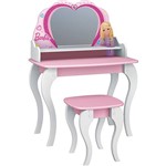 Penteadeira Infantil com Banqueta Barbie Star 4A Branco e Rosa - Pura Magia
