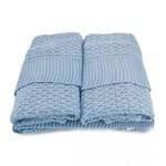 Peseira de Tricot Azul Claro Maxime com Porta Travesseiros