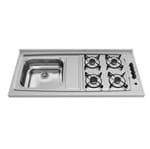 Pia para Cozinha em Aço Inox 430 120x54,5cm com Fogão de 4 Bocas Acendimento Automático - GhelPlus - Ghel Plus