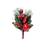 Pick Decoração Natal Frutas e Pinha 10cm Vermelha