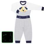 Pijama 4 Botões que Brilha no Escuro Au Au - Cara de Criança