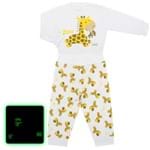 Pijama 4 Botões que Brilha no Escuro Girafinha - Cara de Criança
