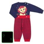 Pijama 4 Botões que Brilha no Escuro Leãozinho - Cara de Criança