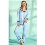 Pijama 9220 Feminino Cardigan com Calça Azul Celeste P