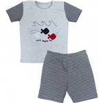 Pijama Camiseta e Shorts Infantil Grow Up Menino em Algodão Up Fish