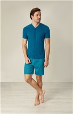 Pijama com Botões Masculino Malwee Liberta Azul Claro - P