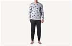 Pijama Comprido Estampado All Over Panda Jacquard - Cinza G
