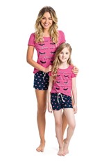 Pijama Curto Estampa com Glitter Feminino Rosa - P
