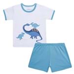 Pijama Curto para Bebe em Suedine Dino - Dedeka