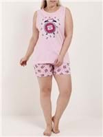 Pijama Curto Plus Size Feminino Rosa