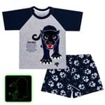 Pijama Curto que Brilha no Escuro Panther - Cara de Criança