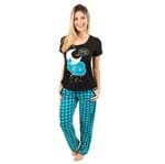 Pijama Feminino Longo Alice (Azul Aço) P