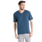 Pijama Jackson Longo C/ Mg Curta Azul Medio/P
