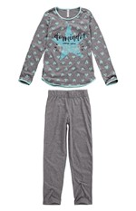 Pijama Longo Estampa Glitter Menina Cinza Escuro - 4