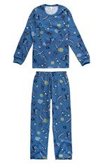Pijama Longo Estampado Menino Azul Claro - 1