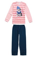 Pijama Longo Estampado Rosa Escuro - 3