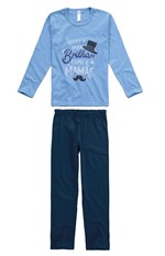 Pijama Longo Malha Menino Azul Claro - 1