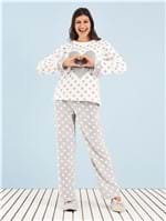 Pijama Longo Manga Longa Grey Heart Off White P
