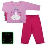 Pijama Longo que Brilha no Escuro Unicórnio - Cara de Criança