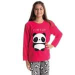 Pijama Panda Feminino Infantil Mescla Medio/10