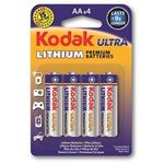 Pilha Kodak de Litio Ultra Aa Embalagem com 4