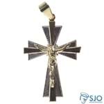 Pingente Crucifixo Folheado a Ouro com Ródio | SJO Artigos Religiosos