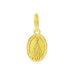 Pingente de Ouro 18k Medalha de Nossa Senhora Aparecida Pi06793 Ouro Amarelo 0,57cm