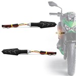 Pisca Seta Moto Sport Led Sequencial Ambar Lente Fume com Plug de Borracha Flexível Universal Preto