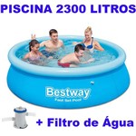 Piscina Inflável Redonda Bestway 2300 Litros Azul + Filtro de Água