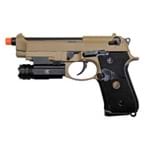 Pistola Airsoft Beretta M92 TAN Desert GBB Metal C/ Lanterna