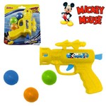 Pistola Lanca Bola com 3 Bolas Mickey na Cartela