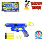 Pistola Lanca Dardo Espuma com 3 Dardos Alvo Mickey na Caixa