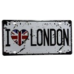 Placa de Carro Decorativa Auto Relevo I Love London