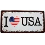 Placa de Carro Decorativa I Love USA 30 X 15 Cm