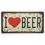 Placa de Metal Decorativa I Love Beer