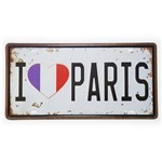 Placa de Metal Decorativa I Love Paris