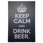 Placa de Metal Decorativa Keep Calm Drink Beer
