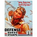 Placa de Metal Defense Bonds Stamps Aviação