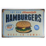 Placa de Metal Hamburgers - 30 X 20 Cm